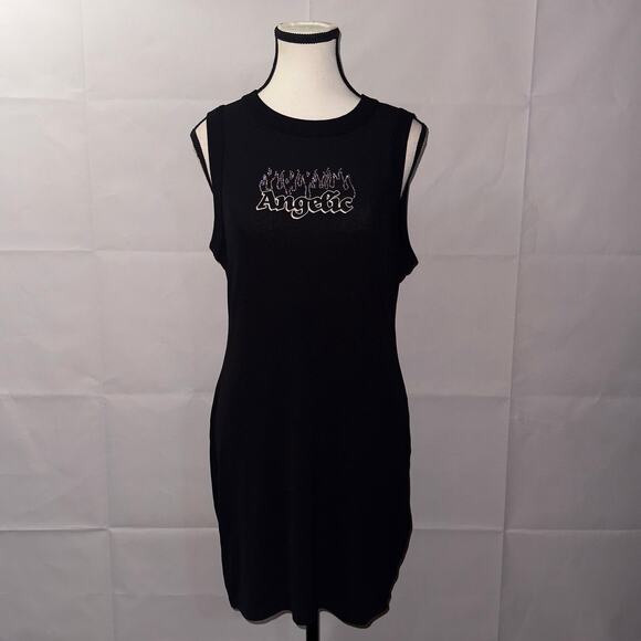 Divided by H&M Printed black Tank Top Dress women’s size large - Picture 1 of 6